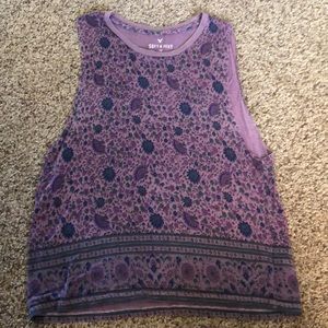 Floral deep sleeveless tank top